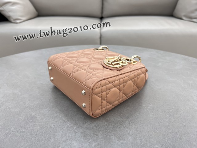 Dior专柜新款Lady女包迪奥高仿原单三格羊皮玫瑰粉Classic Lady戴妃包 djfk1282